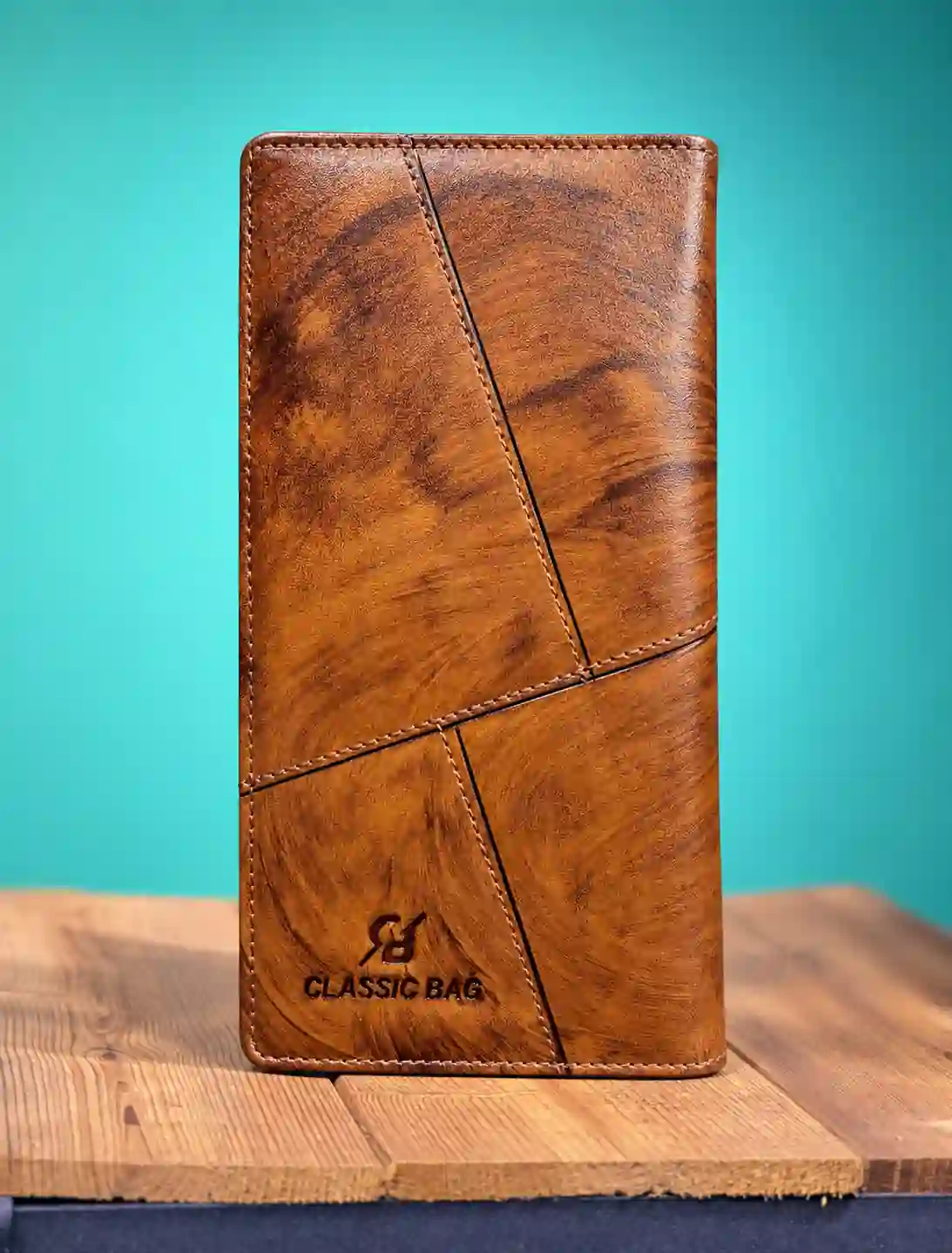 کیف پول تمام چرم کد 578 (عسلی)